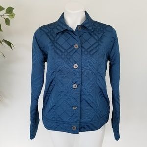 Chico's Blue Textured Button Down Jacket